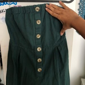 Pacsun Army green Strapless Jumpsuit With Buttons